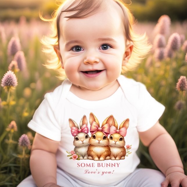 Body Para Bebé Chicas de conejitos felices de verano (Cute Happy Bunny Girls Easter Spring Baby Bodysuit)