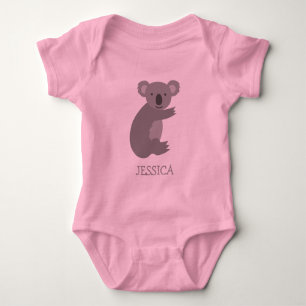 Body Para Bebé Chicas de oso de koala rosa y gris, ropa de bebé