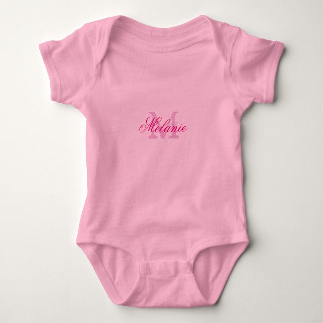 Body Para Bebé Chicas en monograma rosado bebé tutu bodysuit cree (Anverso)