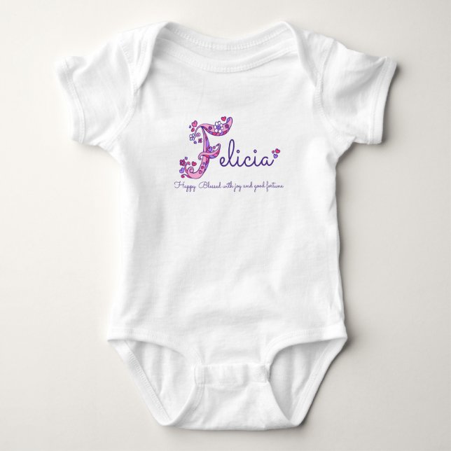 Body Para Bebé Chicas Felicia nombre y significado F arte en mono (Anverso)