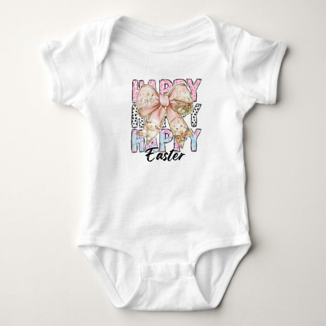 Body Para Bebé Chicas Feliz Pascua Coquette Bow (Anverso)