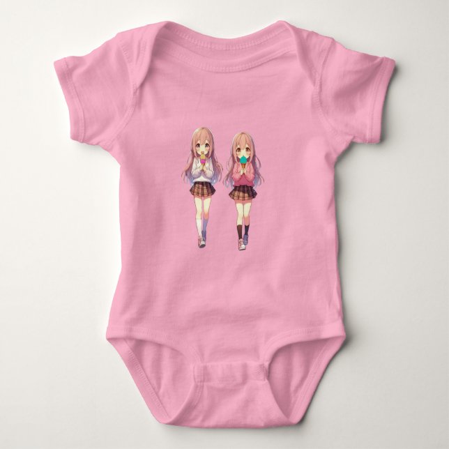 Body Para Bebé Chicas lindas de anime de helado (Anverso)