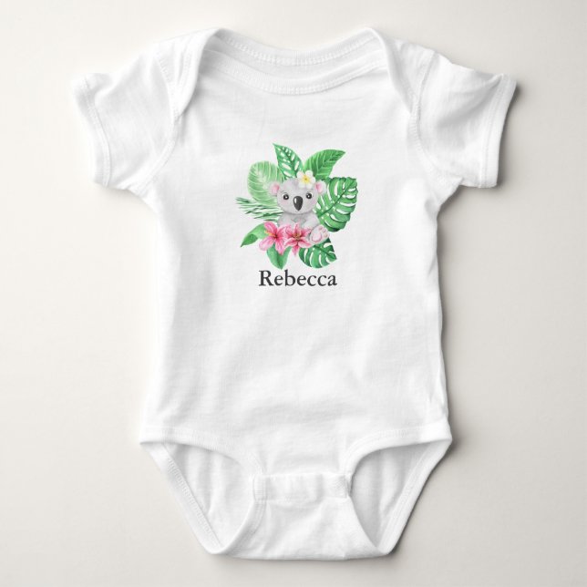 Body Para Bebé Chicas personalizados KoalaFlores tropicales (Anverso)