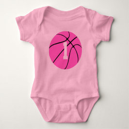 Body Para Bebé Chicas rosados lindo Personalizado de baloncesto B