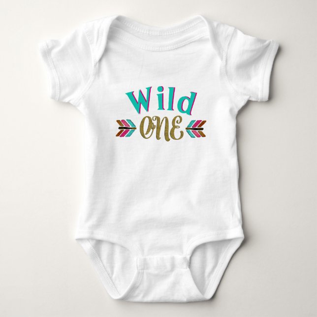 Body Para Bebé Chicas Wild One Birthday Shirt (Anverso)