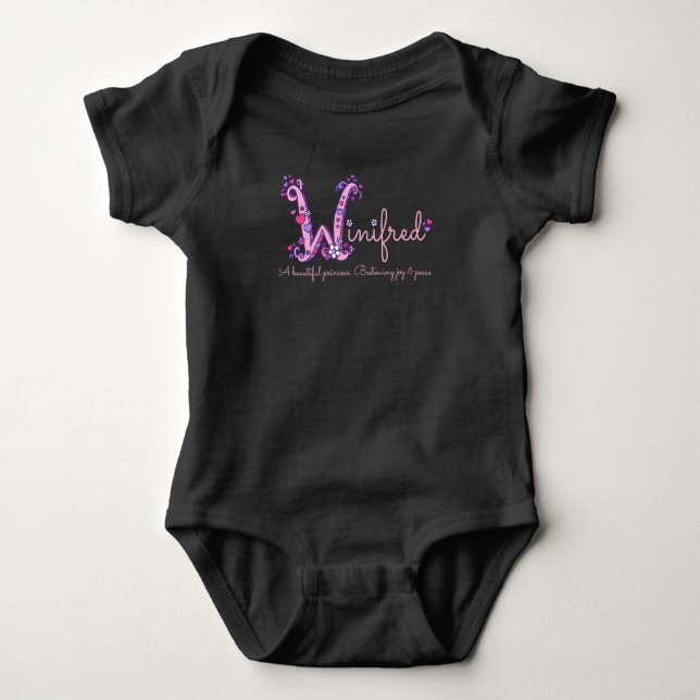 Body Para Bebé Chicas Winifred Nombre W significa personalizado (Anverso)