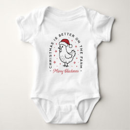 Body Para Bebé Chicken Merry Christmas funny farm animal cute