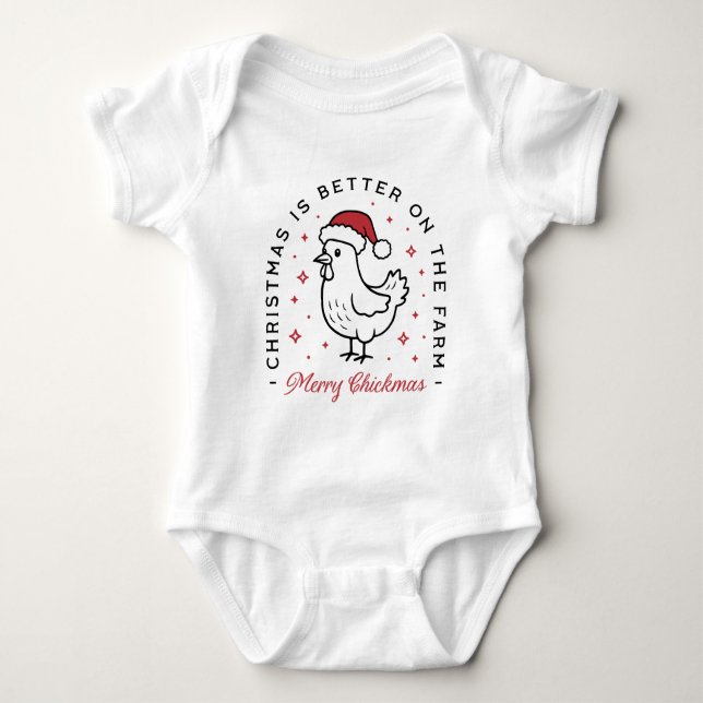 Body Para Bebé Chicken Merry Christmas funny farm animal cute (Anverso)