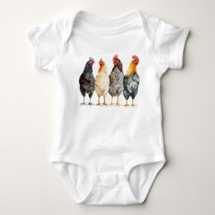 Body Para Bebé Chickens Baby Farmer Bodysuit