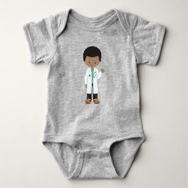 Body Para Bebé Chico afroamericano, médico, bata de laboratorio, 