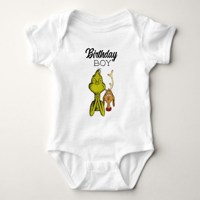 Body Para Bebé Chico cumpleaños Grinch pizarra (Anverso)