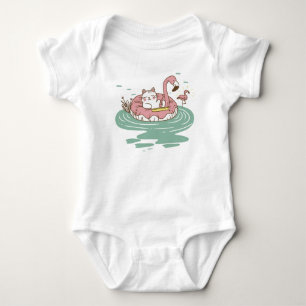 Body Para Bebé Chill Cat Flamingo Float Baby T shirt