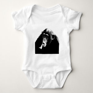 Body Para Bebé Chimpancé blanco negro