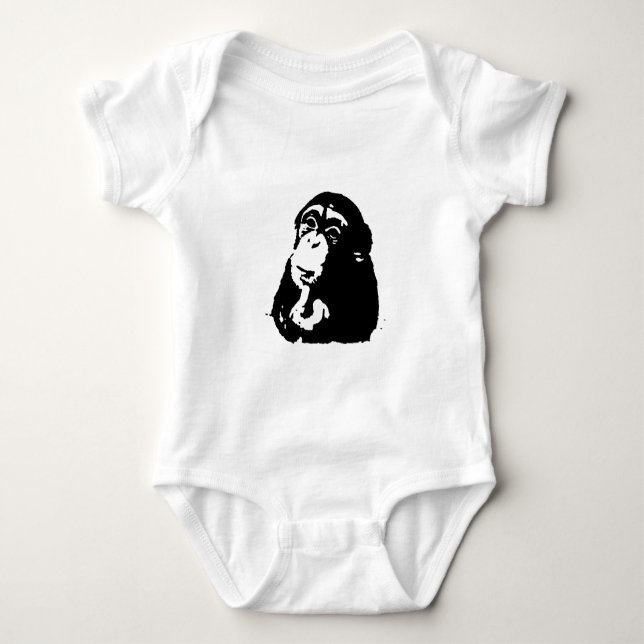 Body Para Bebé Chimpancé de pensamiento de arte pop (Anverso)