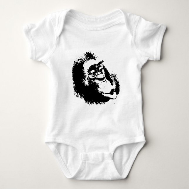 Body Para Bebé Chimpanzee divertido de Pop Art (Anverso)