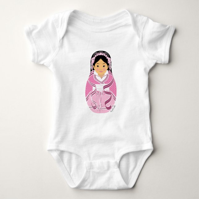 Body Para Bebé Chino, HanFu Matryoshka traje de bebé (Anverso)