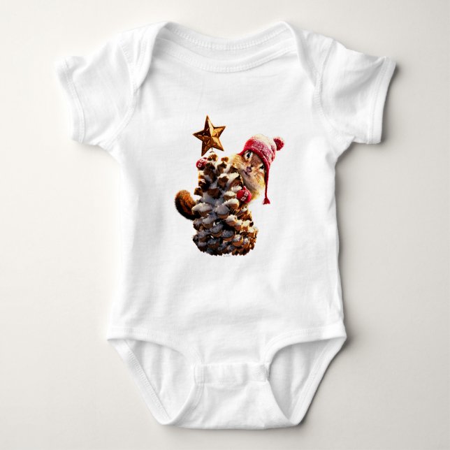 Body Para Bebé Chipmunk con árbol de cono de pino (Anverso)