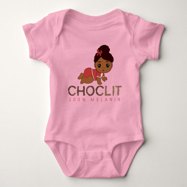 Body Para Bebé Choclit: 100% Melanin Baby Girl (Anverso)