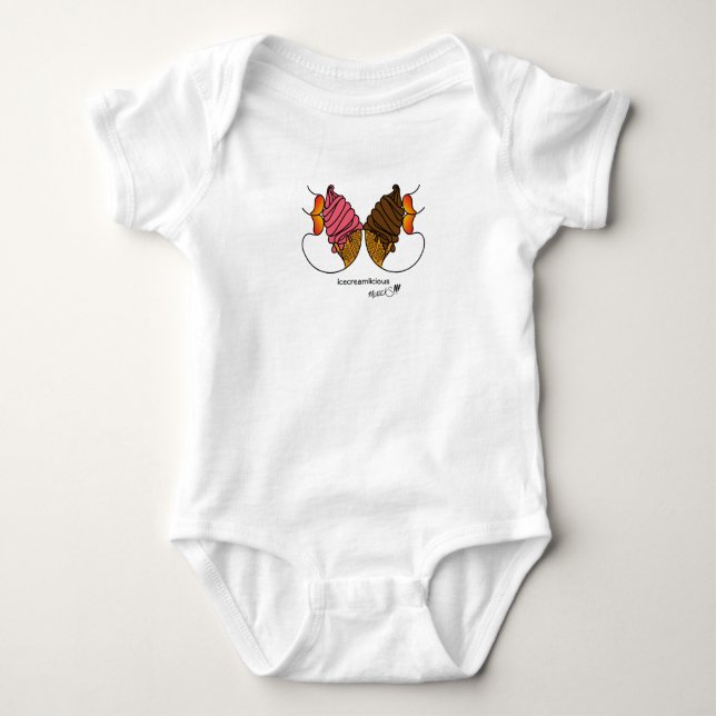 Body Para Bebé chocolate de fresa icecreamlicious muackS (Anverso)