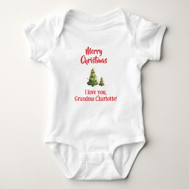 Body Para Bebé Christmas Gift From Baby To Grandma, Custom (Anverso)