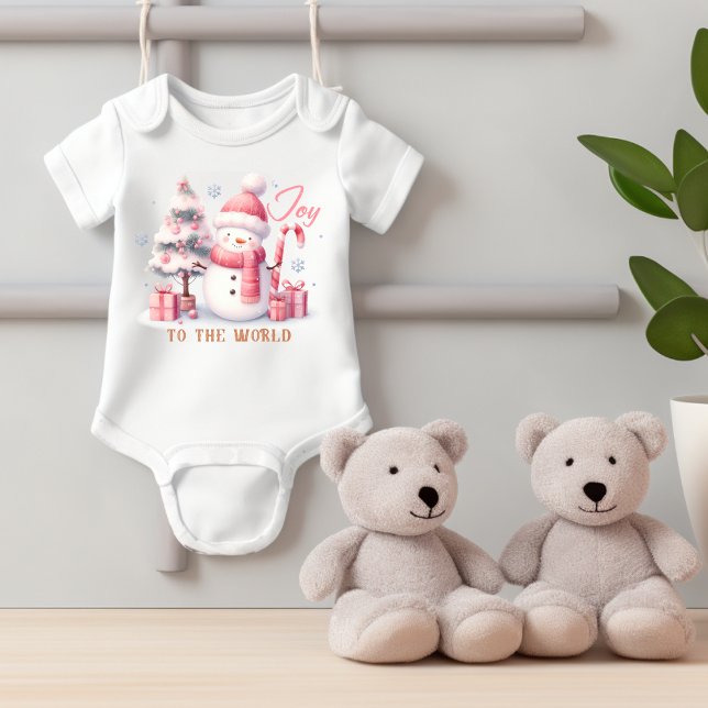 Body Para Bebé Christmas Joy to the World Baby Bodysuit (Personalize this cute Joy to the World Christmas baby bodysuit. )