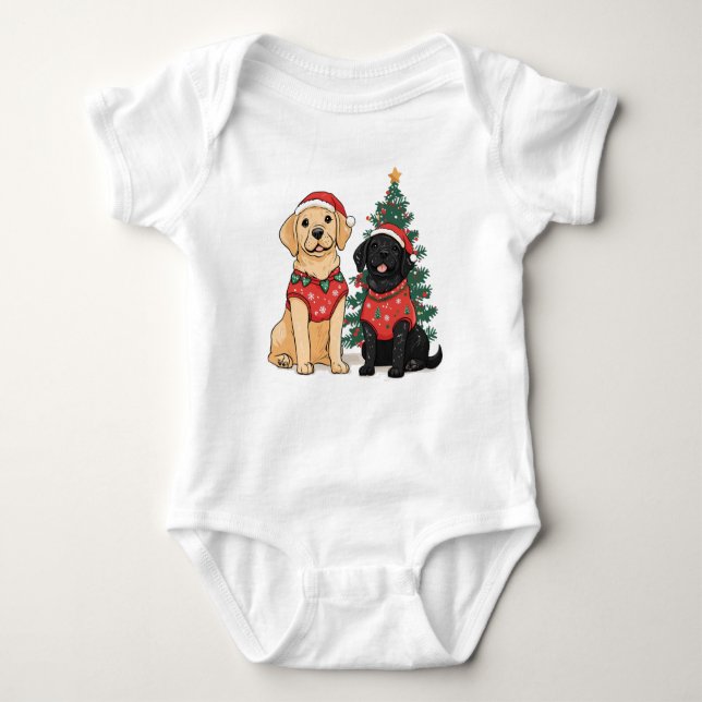Body Para Bebé Christmas Labrador Retriever Dogs (Anverso)