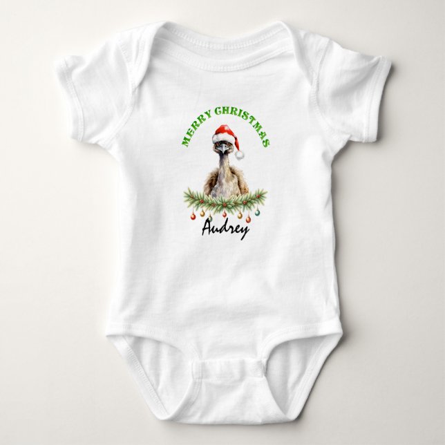 Body Para Bebé Christmas Oz Animals Emu Family Matching (Anverso)