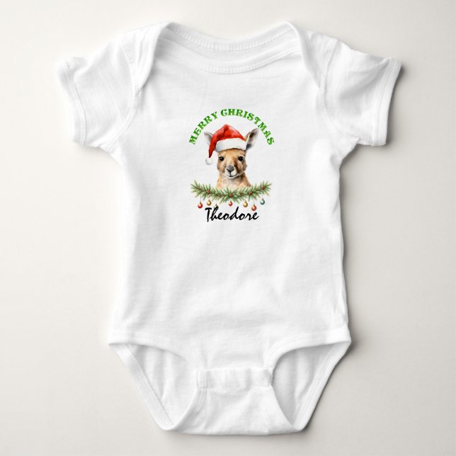 Body Para Bebé Christmas Oz Animals Kangaroo Family Matching (Anverso)