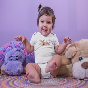 Body Para Bebé Ciervo bebé durmiendo a la acuarela