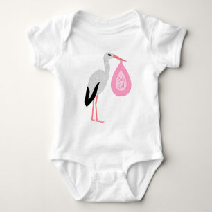 Body Para Bebé Cigüeña de niña bonita rosa