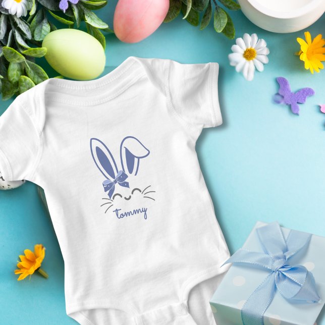 Body Para Bebé Cinta de conejito azul lindo niño de Pascua (Subido por el creador)