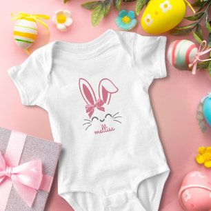 Body Para Bebé Cinta de conejito rosa lindo Chica de Pascua