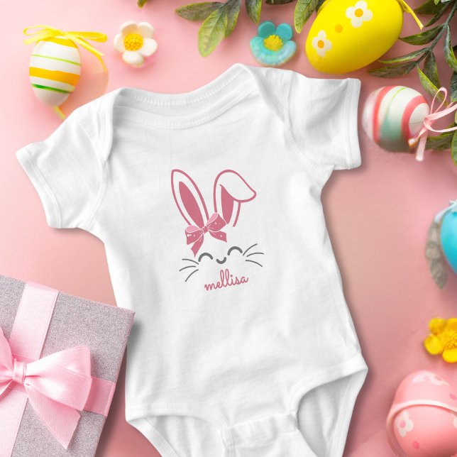 Body Para Bebé Cinta de conejito rosa lindo Chica de Pascua (Subido por el creador)