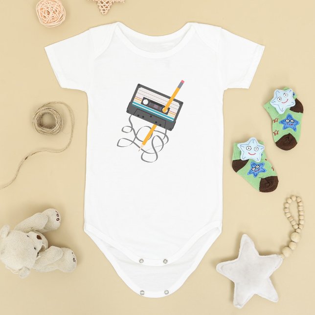 Body Para Bebé Cinta divertida de cassette Music Retro de 80 (Funny 80s Music Retro Cassette Tape Baby Bodysuit)