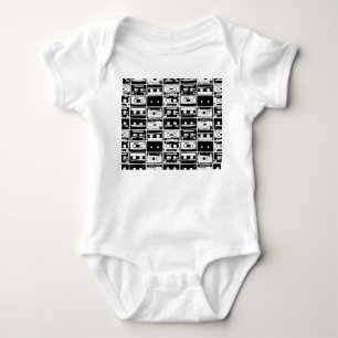 Body Para Bebé Cintas de audio retro, patrón anticuado.