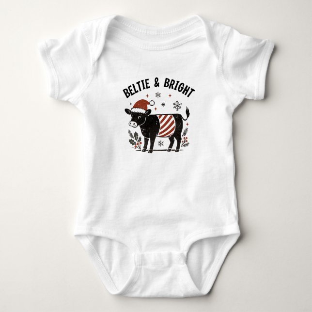 Body Para Bebé Cinturón de bebé de Navidad Beltie Farmer Belted G (Anverso)