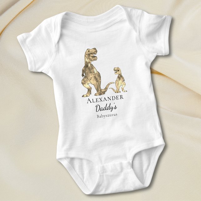 Body Para Bebé Cita de dinosaurios curados personalizada (Cute dinosaur daddy’s babysaurus quote personalized baby vest)