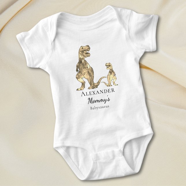 Body Para Bebé Cita de dinosaurios curados personalizada (Cute dinosaur personalized baby vest dino mommy and baby saurus quote)
