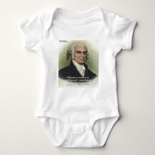 Body Para Bebé Cita de James Madison "Filosofía/Sentido Común" (Anverso)