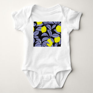 Body Para Bebé Cítricos limón, diseño botánico vintage.