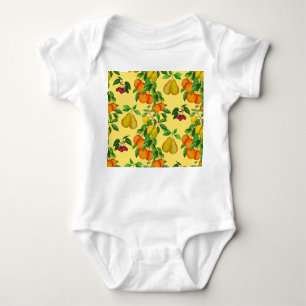 Body Para Bebé Citrus, pera, cereza: acuarela impresa.