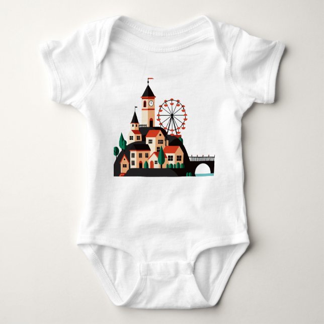 Body Para Bebé Cityscape with Ferris wheel Baby Bodysuit (Anverso)