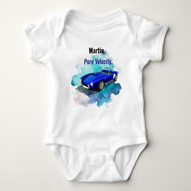 Body Para Bebé Classic Retro Blue Sports Car Birday Adventure H (Anverso)