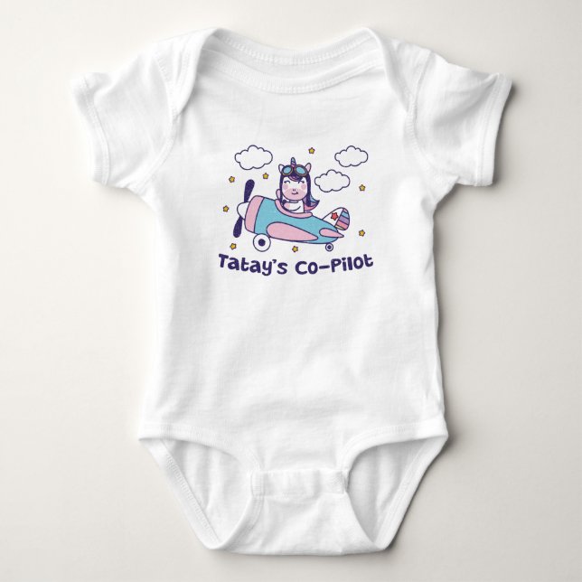 Body Para Bebé Co-piloto de Tatay - Unicornio (Anverso)