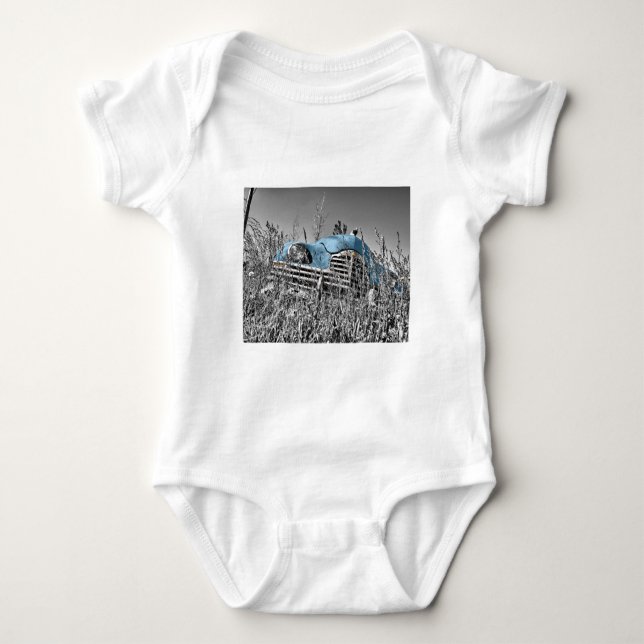 Body Para Bebé coche azul vintage (Anverso)