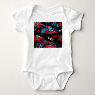 Body Para Bebé Coches abstractos, patrón infantil grunge.