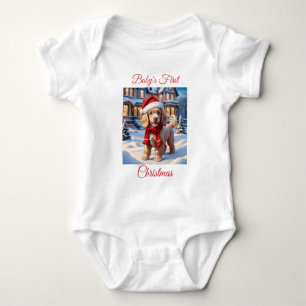 Body Para Bebé Cocker Spaniel de la primera Navidad del bebé