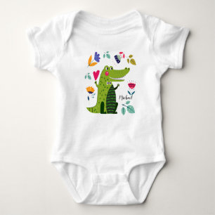 Body Para Bebé Cocodrilo divertido con nombre personalizado del c