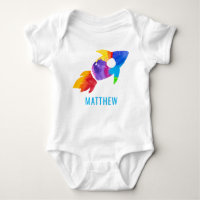 Cohete de Acuarela de Arcoíris Espacio Exterior Ni