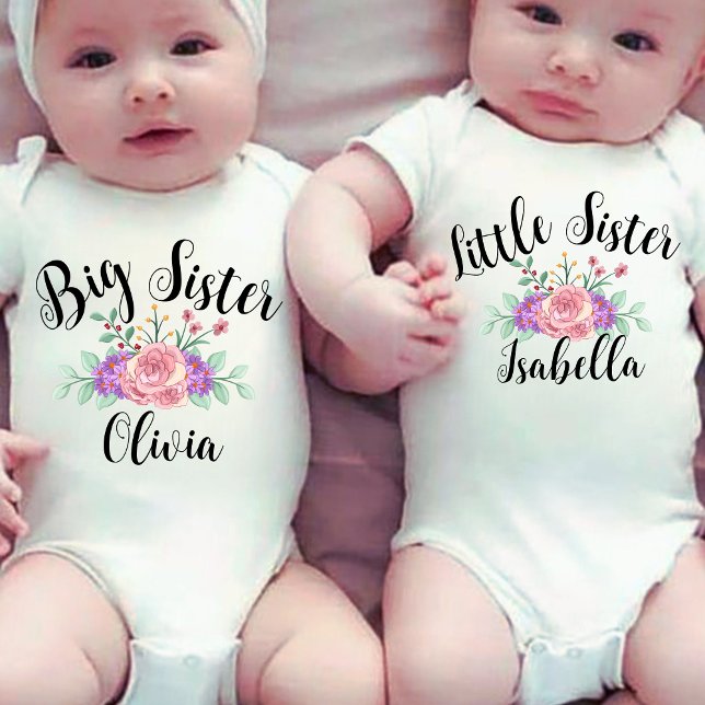 Body Para Bebé Coincidencia floral hermana mayor hermana menor (Subido por el creador)